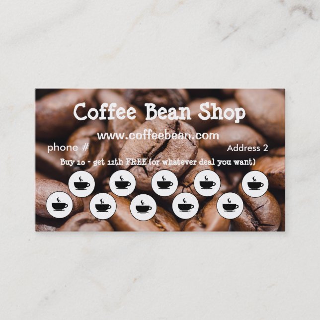 Coffee Shop Loyalty Punch Card Visitenkarten Treuekarte (Vorderseite)
