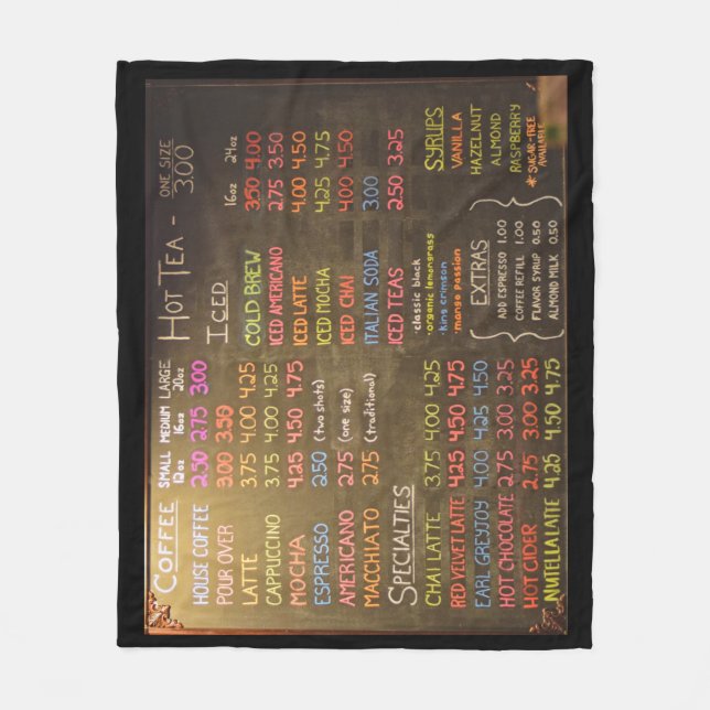 Coffee Shop Menu Board - Fleece Blanket (Vorderseite)