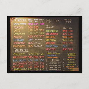 Coffee Shop Menu Board - Postkarte