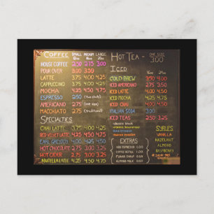 Coffee Shop Menu Board - Postkarte