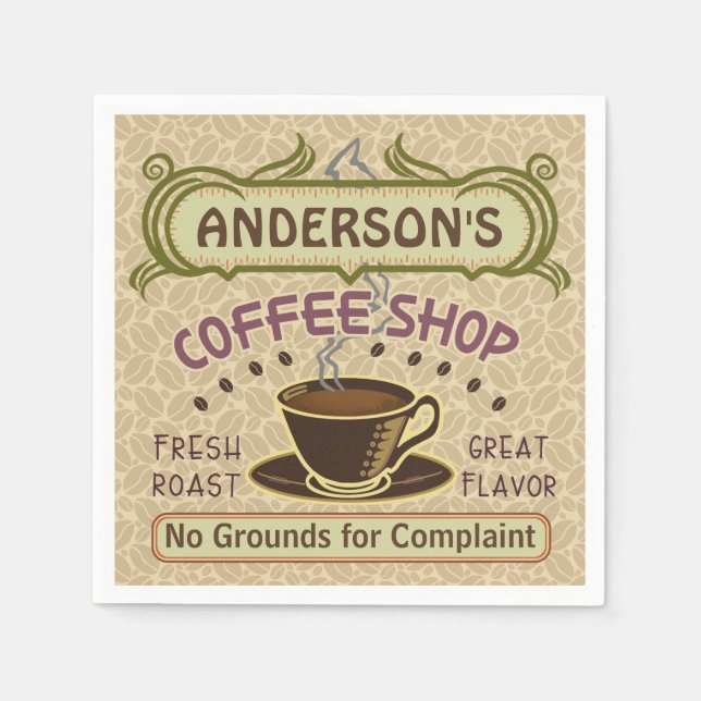 Coffee Shop mit Cup kreieren Sie Ihr eigenes Perso Serviette (Vorderseite)