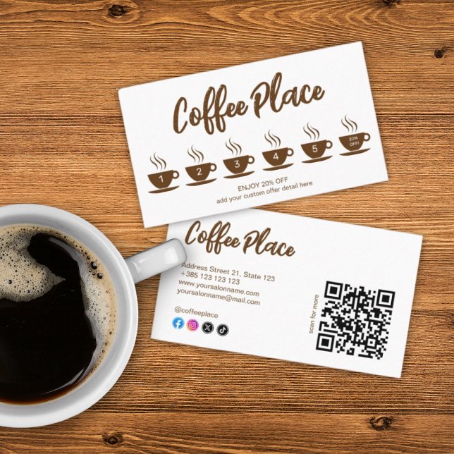 Coffee Shop Modern QR Code Loyalty Card Treuekarte (Von Creator hochgeladen)