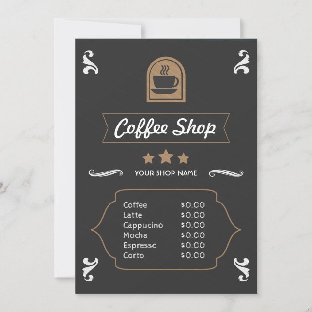 Coffee Shop Retro Menu Card (Vorderseite)