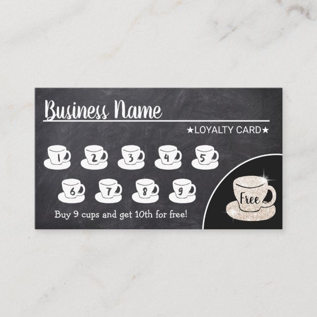 Coffee Shop Rustikales Chalkboard Kundenloyalty Treuekarte (Vorderseite)
