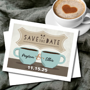 Coffee Shop Save the Date Postkarte