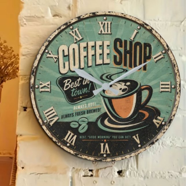 Coffee Shop Vintage Große Wanduhr (Von Creator hochgeladen)
