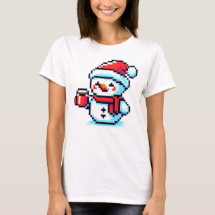 Coffee Snowman - Cosy Pixel Art Christmas Design T-Shirt
