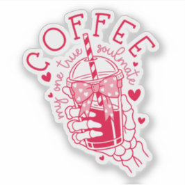 Coffee Soulmate Red Hearts Skeleton Hand  Aufkleber
