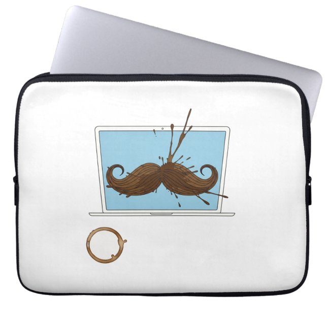 Coffee Spill Mustache Sleeve | Funny Laptop Work (Vorderseite)