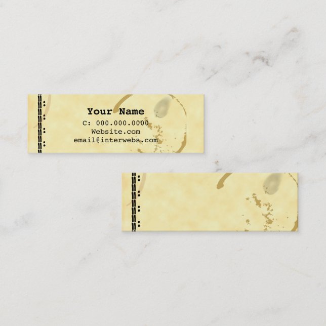 Coffee Stain Schreibwriter Grunge Business Cards Mini Visitenkarte (Vorne/Hinten)