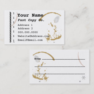 Coffee Stain Schreibwriter Grunge Business Cards Visitenkarte
