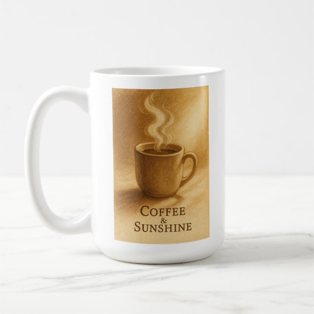 Coffee & Sunshine – Cozy Morning Sepia Art Kaffeetasse (Links)