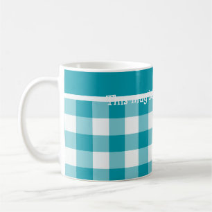 Coffee Tasse, Aquamariner Karo Gingham Kaffeetasse