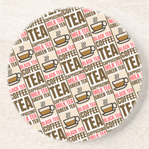 COFFEE TEA PATTERN, Sandstone Coaster Getränkeuntersetzer