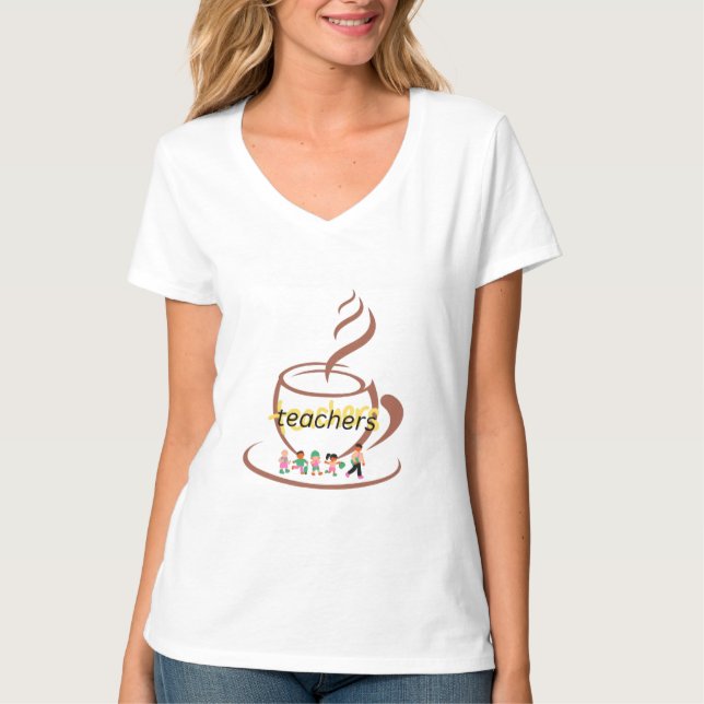 „Coffee Teach Repeat“-Lehrer-T-Shirt T-Shirt (Vorderseite)