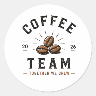 ☕ Coffee Team Cafe-Mitarbeiter-Uniform-Logo ☕ Runder Aufkleber