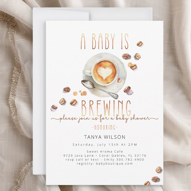 Coffee Theme Baby Shower Invitation Gender Neutral Einladung (Coffee Theme Baby Shower Invitation – Neutral)
