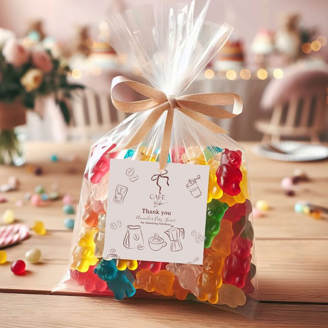 Coffee Theme Beige Cafe Bebe Brewing Baby Shower Geschenkanhänger (Von Creator hochgeladen)