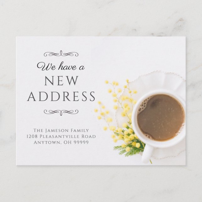 Coffee Theme New Address Notification Postkarte (Vorderseite)