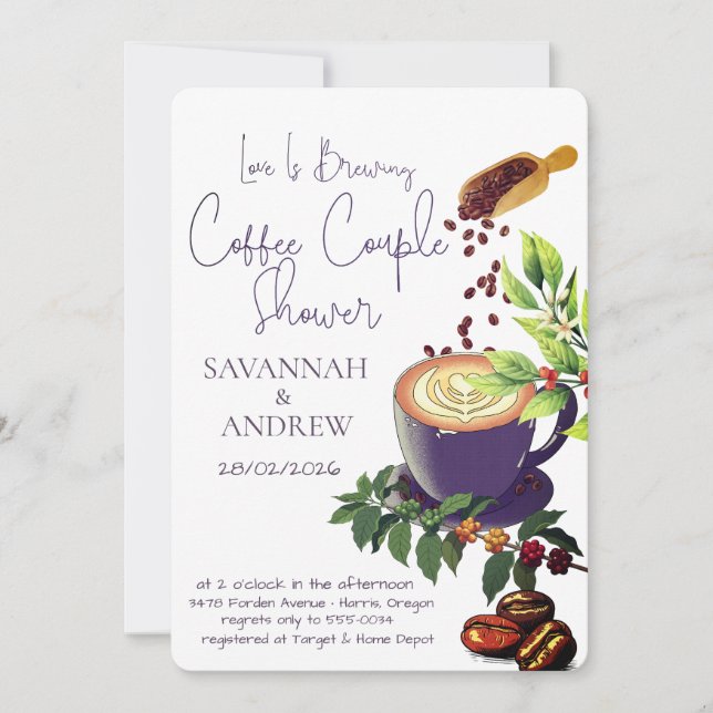 Coffee Themed Couple Shower Invitation Einladung (Vorderseite)