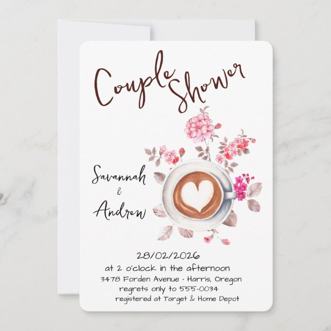 Coffee Themed Couple Shower Invitation Einladung (Vorderseite)