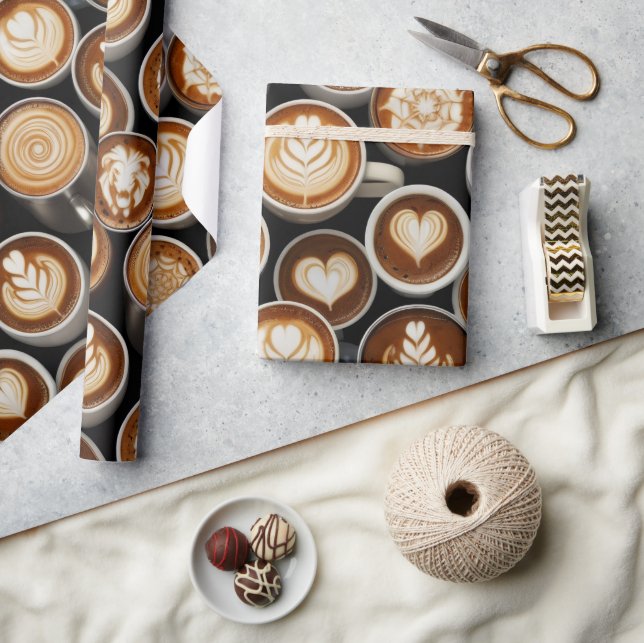 Coffee Themed Wrapping Paper Geschenkpapier (Kunsthandwerk)