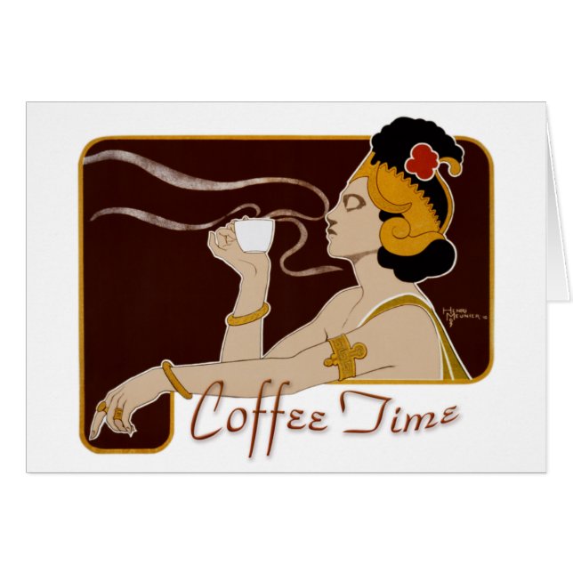 Coffee Time CC0227 Art Nouveau Faltkarte (Vorderseite (Horizontal))
