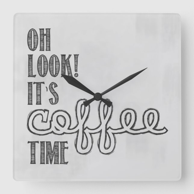 Coffee Time Clock Quadratische Wanduhr (Vorderseite)