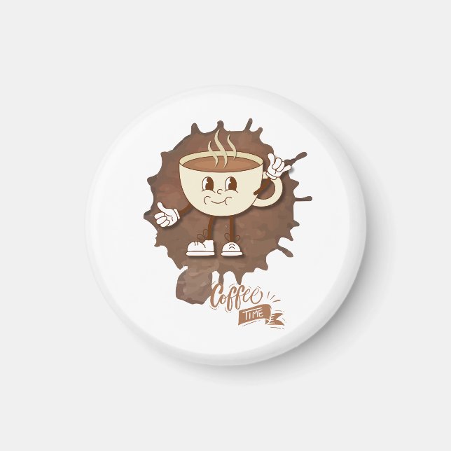 **Coffee Time – Cute Smiling Cup Steam  Magnet (Vorne)