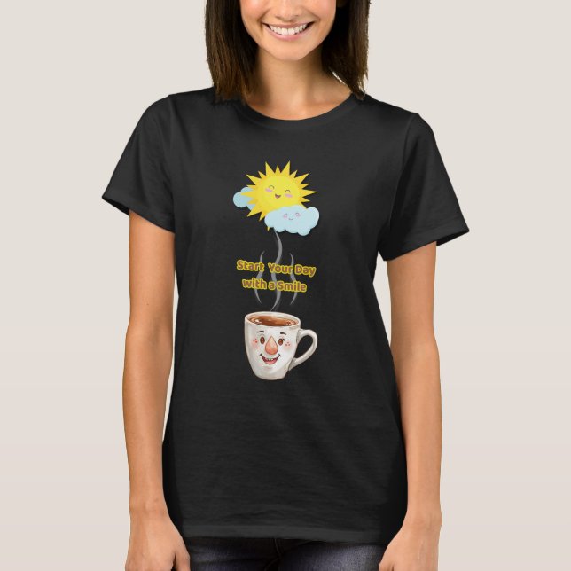 Coffee Time – Cute Smiling Cup T-Shirt (Vorderseite)