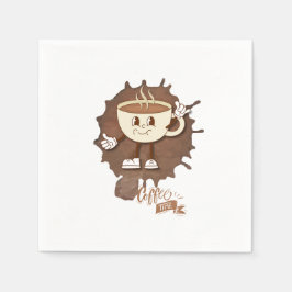 Coffee Time – Cute Smiling Cup with Heart Steam &  Serviette