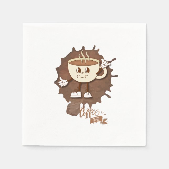 Coffee Time – Cute Smiling Cup with Heart Steam &  Serviette (Vorderseite)