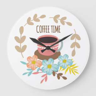 Coffee Time Große Wanduhr