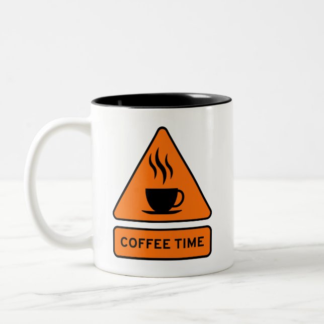 Coffee Time Hazard Sign Zweifarbige Tasse (Links)