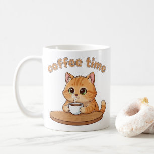 Coffee Time Kitty Tasse   Geschenk für Katzenliebh