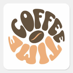 Coffee Time - Morgenkaffee Quadratischer Aufkleber