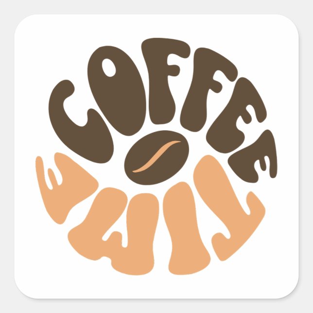 Coffee Time - Morgenkaffee Quadratischer Aufkleber (Vorderseite)