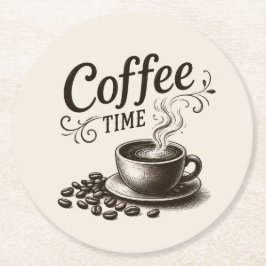 Coffee Time-Papierservietten Runder Pappuntersetzer