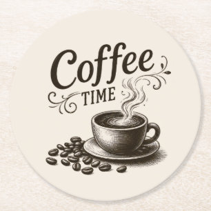 Coffee Time-Papierservietten Runder Pappuntersetzer