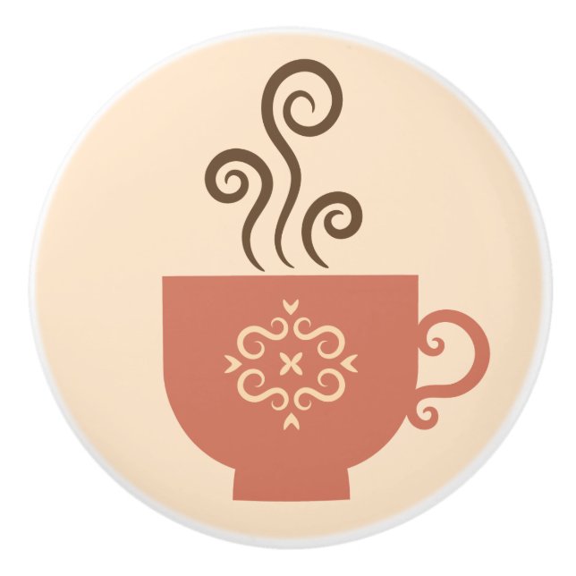 Coffee Time Retro Design Keramikknauf (Vorderseite)