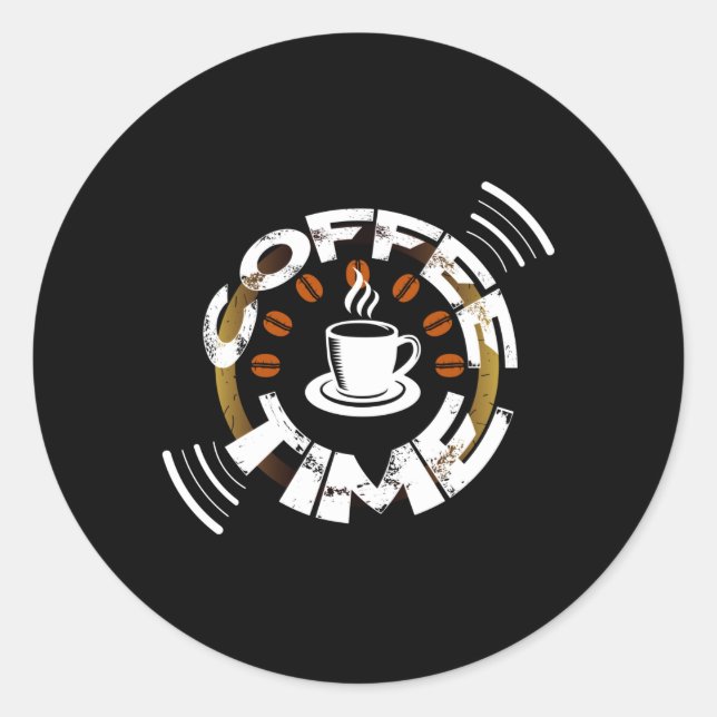 Coffee Time Runder Aufkleber (Vorderseite)