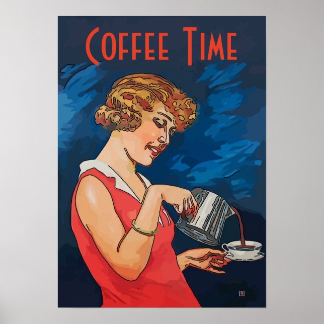 Coffee Time Vintag Style, Text hinzufügen Poster (Vorne)