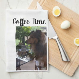Coffee Time with a Cute Sheltie! Geschirrtuch