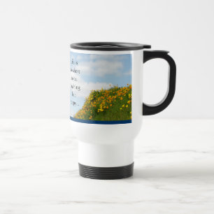 Coffee Travel Mug Life ist Kurz Be Happy Blue Sky Reisebecher