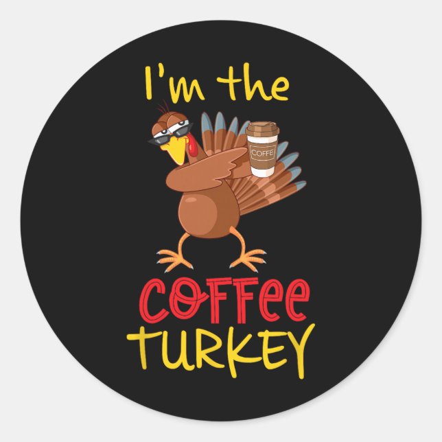 Coffee Turkey Matching Family Group Thanksgiving P Runder Aufkleber (Vorderseite)