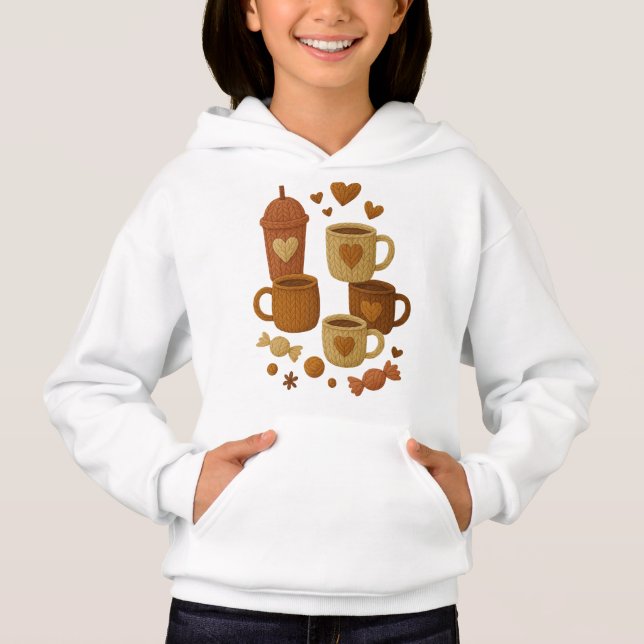Coffee Valentine Day Love Knitted Hearts Hugs Hoodie (Vorderseite)