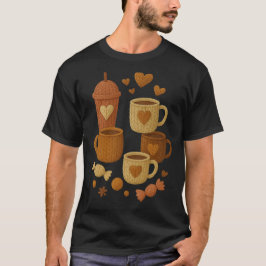 Coffee Valentine Day Love Knitted Hearts Hugs T-Shirt