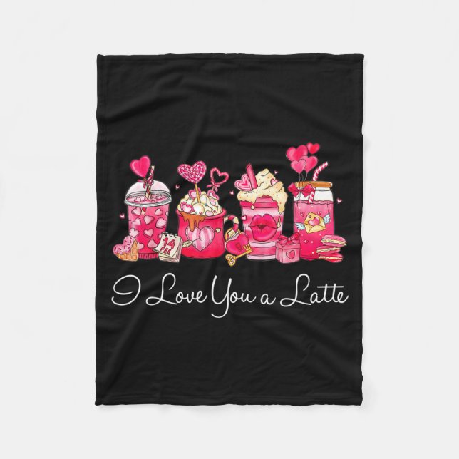 Coffee Valentine Shirt I Love You A Latte  Fleecedecke (Vorderseite)