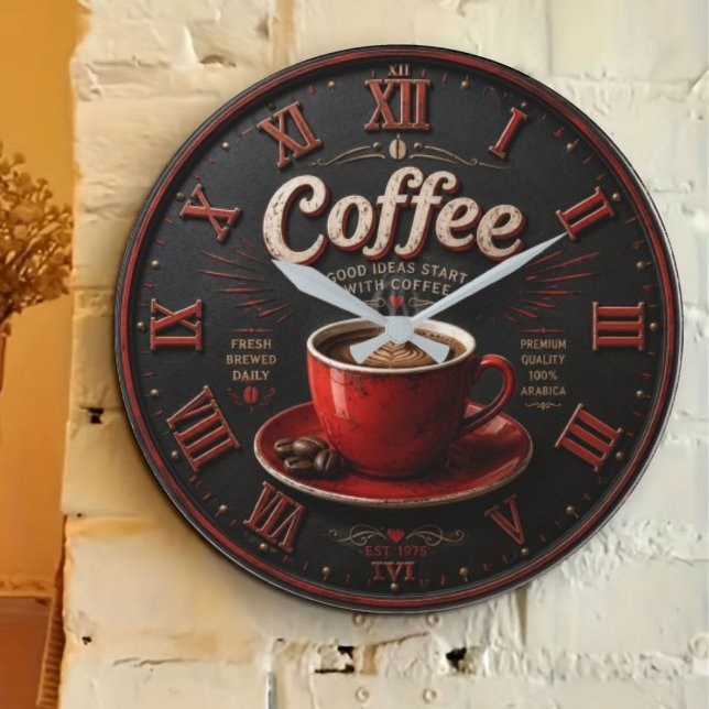 Coffee Vintage Latte Große Wanduhr (Von Creator hochgeladen)