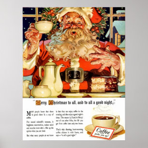 "COFFEE W SANTA" WERBUNG CUSTOM POSTEM POSTER